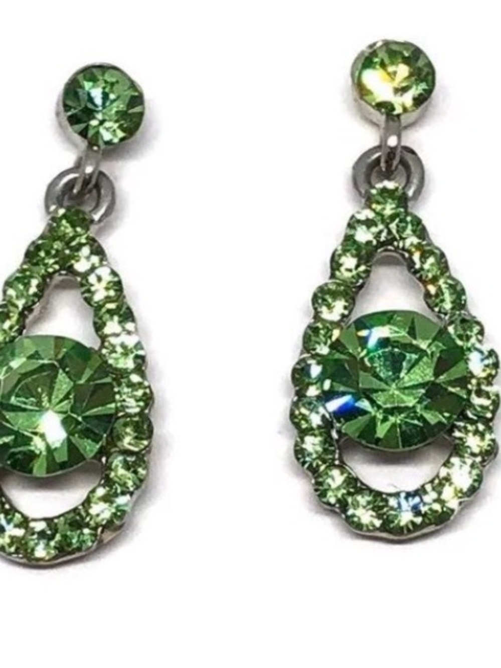 Green Crystal Teardrop Dangle Earrings - boutique jewelry, new